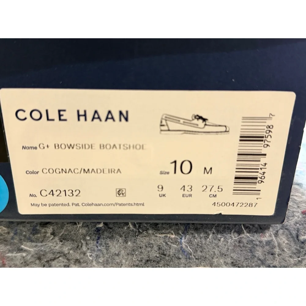 Cole Haan Mens Cognac‎ Leather G+ Bowside Boat Shoes Size 10M NEW Fast Shipping!